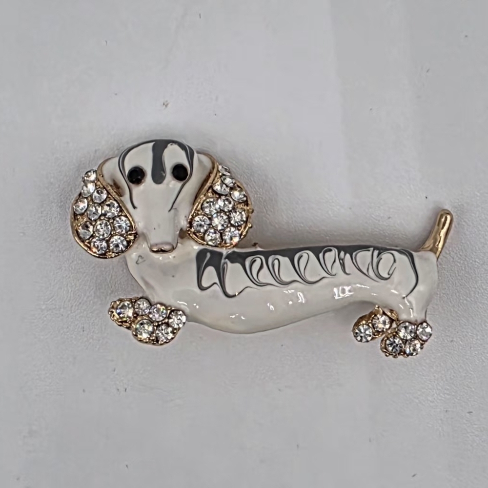 Elegant Dachshund Dog Brooch - Gold and Silver